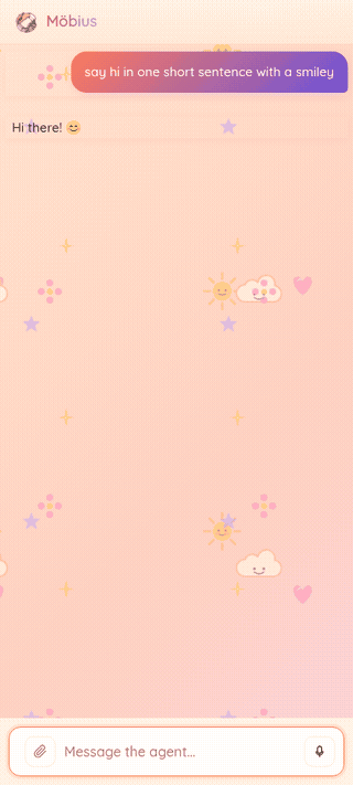 Animated GIF of the same theme in motion: bubbles drifting up, star silhouettes shifting position, the warm-cool gradient slowly cycling.